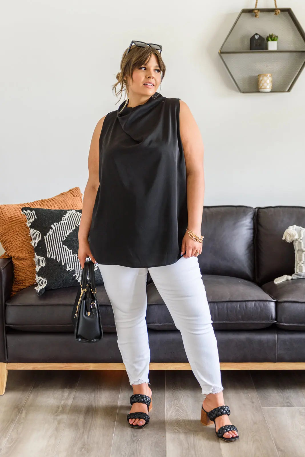 Meet Me At My Place Top In Black Sleeveless Slouchy High Neck Womens Southern Soul Collectives 