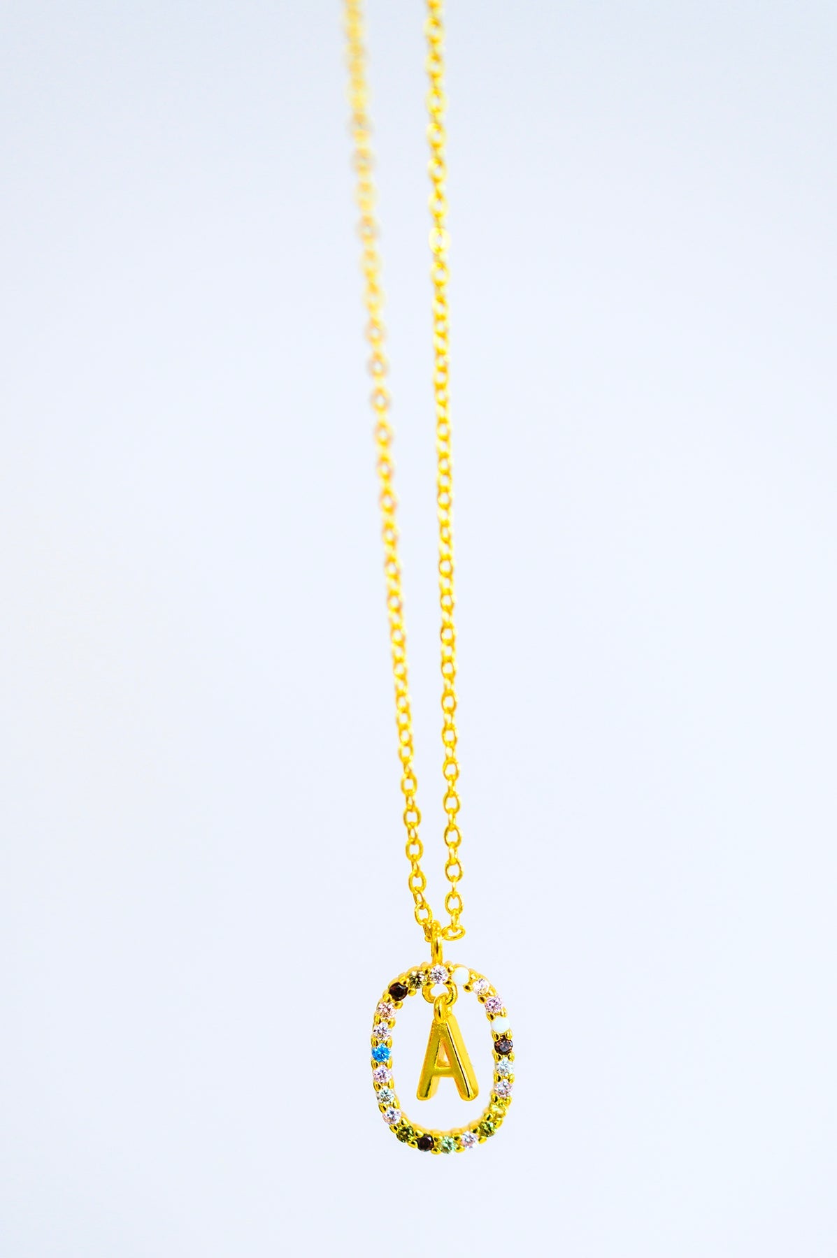 Mi Amor Gold Dipped Initial Necklace with Semi Precious Stones Womens Southern Soul Collectives 