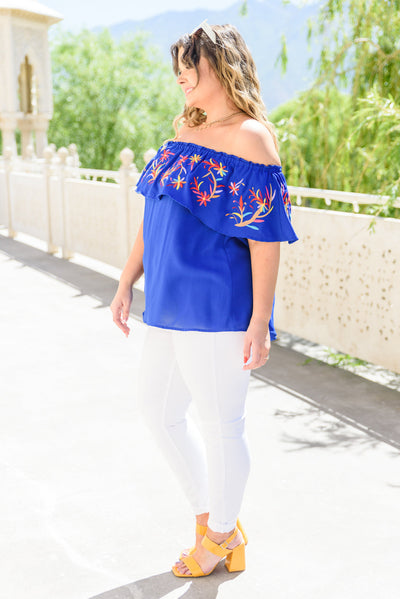 Mirabella Blue Embroidered Top Womens Southern Soul Collectives 