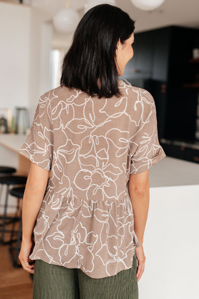 Mocha Petals V-Neck Top Womens Southern Soul Collectives