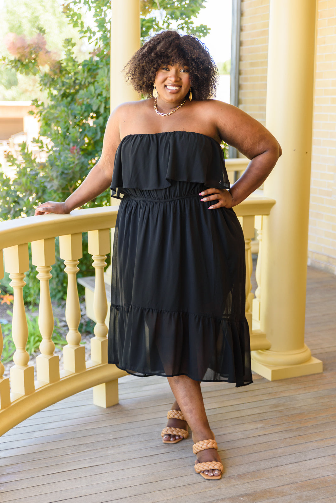 Moonlit Strapless Black Ruffle high-low Date Dress Womens Southern Soul Collectives 