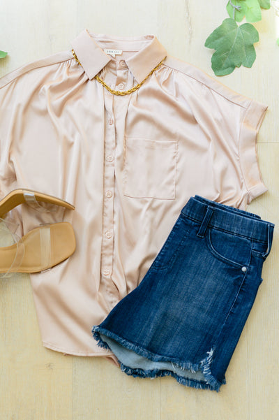 Never Have I Ever Button Down Blouse in Champagne Womens Southern Soul Collectives 