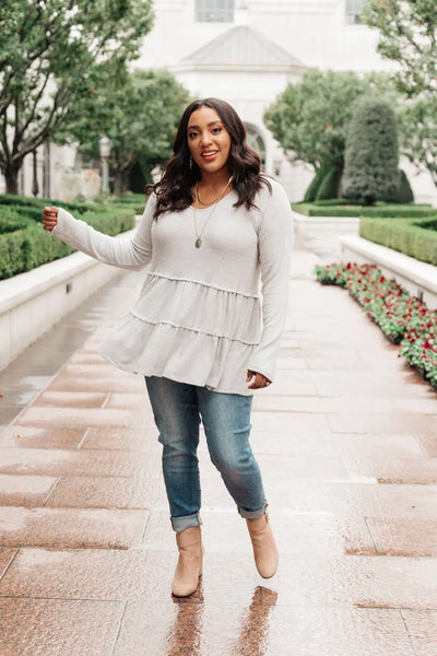 Nicely Done Tiered Top in Gray Womens Southern Soul Collectives 