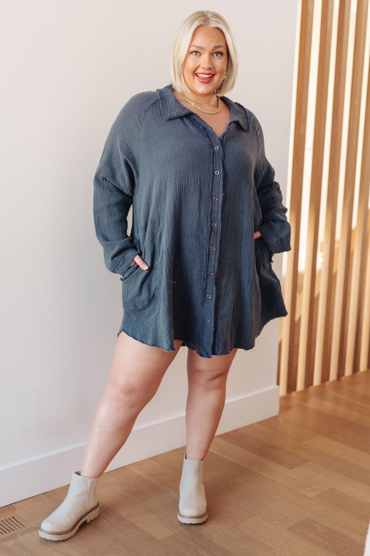 No Trepidation Mineral Wash Shirt Dress Womens Southern Soul Collectives