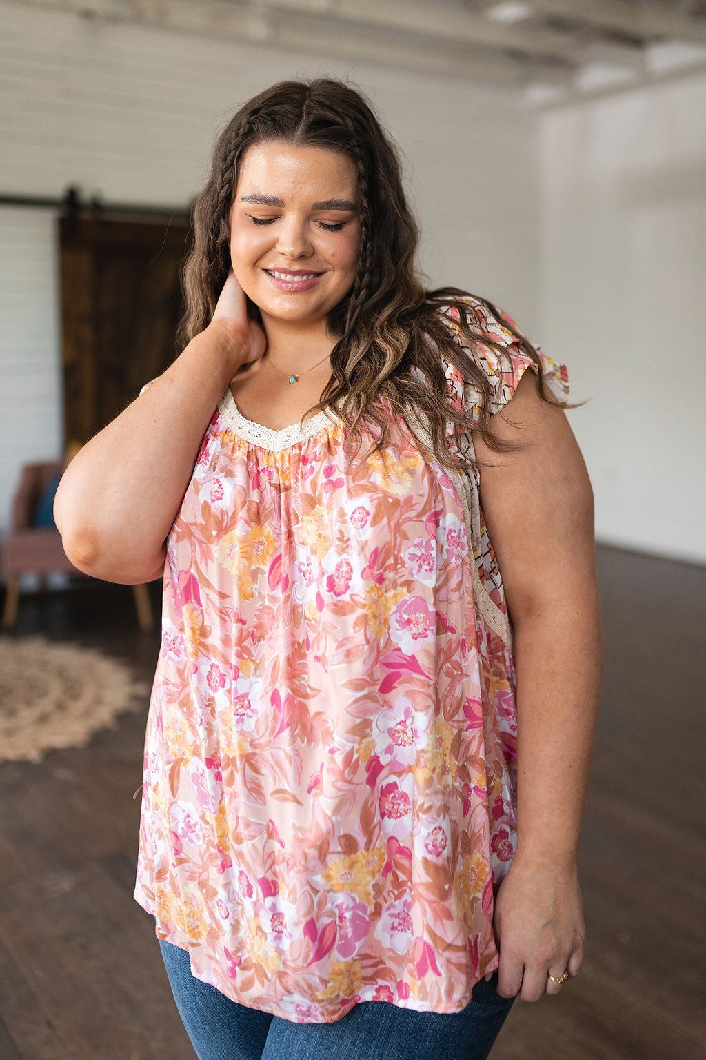 Not So Serious Floral Blouse in Pink Womens Southern Soul Collectives 