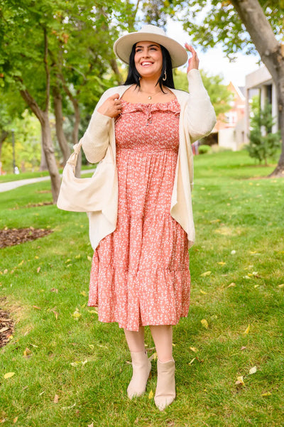 Now Is Your Chance Floral Midi Dress In Rust Womens Southern Soul Collectives 