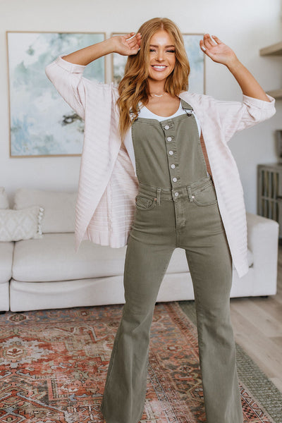 Olivia Control Top Release Hem Overalls in Olive Womens Southern Soul Collectives 