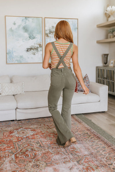 Olivia Control Top Release Hem Overalls in Olive Womens Southern Soul Collectives 