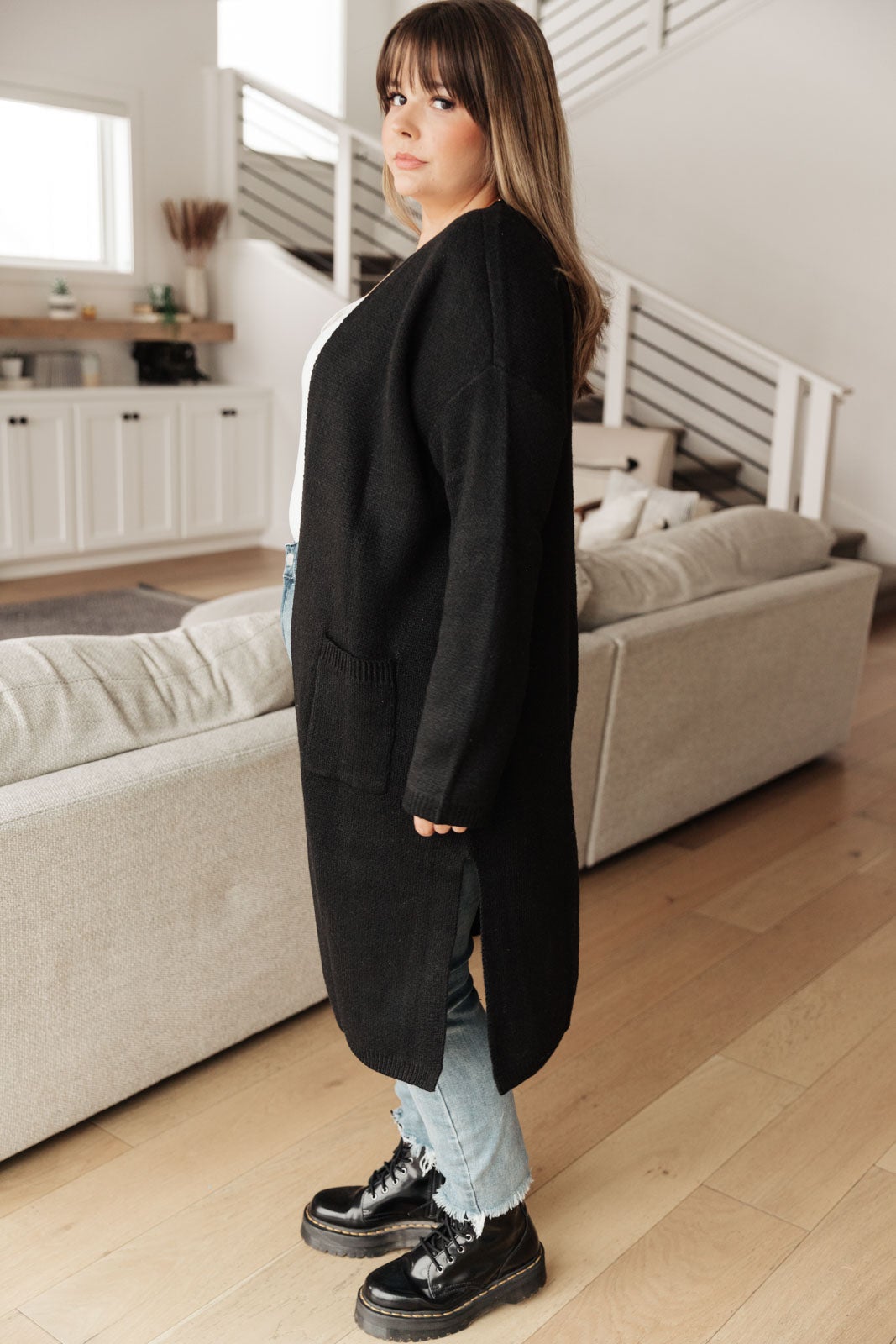 One Of The Girls Longline Cardigan In Black Womens Southern Soul Collectives 
