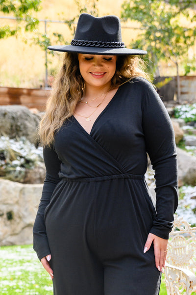 Onward & Upward Faux Wrap Jumpsuit In Black Womens Southern Soul Collectives 