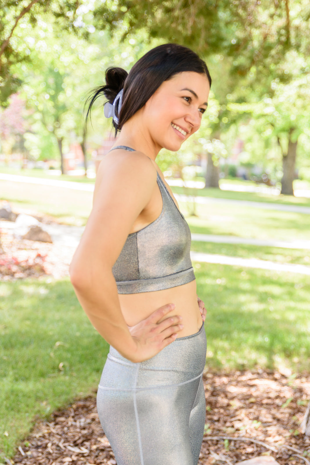 Out of This World Silver Metallic Sports Bra Womens Southern Soul Collectives 