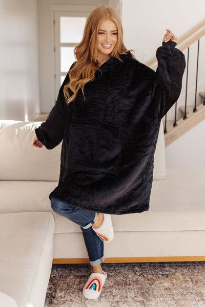 Oversized Velour Blanket Hoodie in Black Womens Southern Soul Collectives