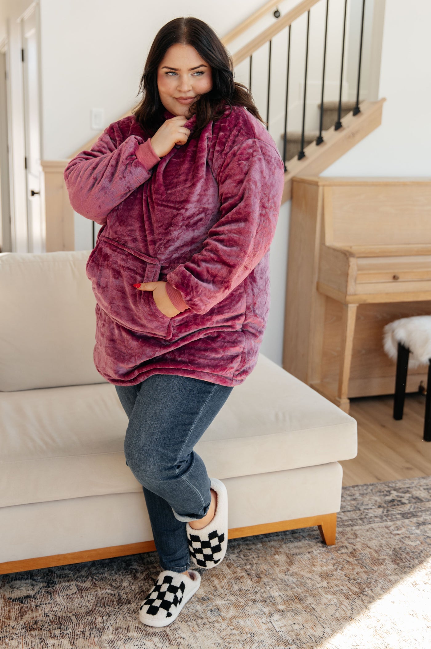 Oversized Velour Blanket Hoodie in Purple Womens Southern Soul Collectives