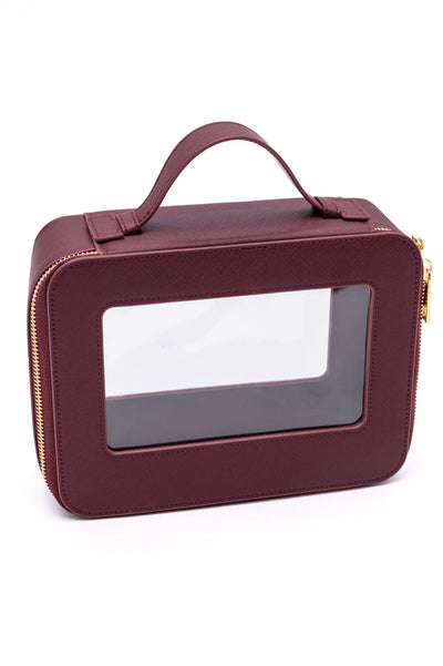 PU Leather Travel Cosmetic Case in Wine Womens Southern Soul Collectives