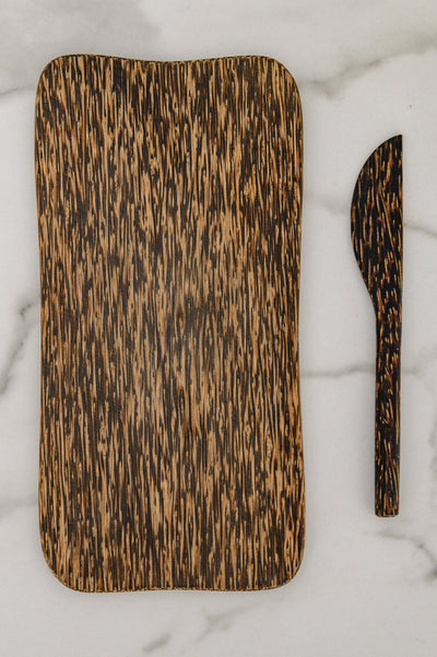 Palm Wood Cheese Board And Knife Set Womens Southern Soul Collectives 