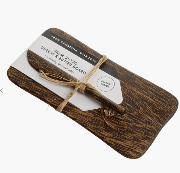 Palm Wood Cheese Board And Knife Set Womens Southern Soul Collectives 