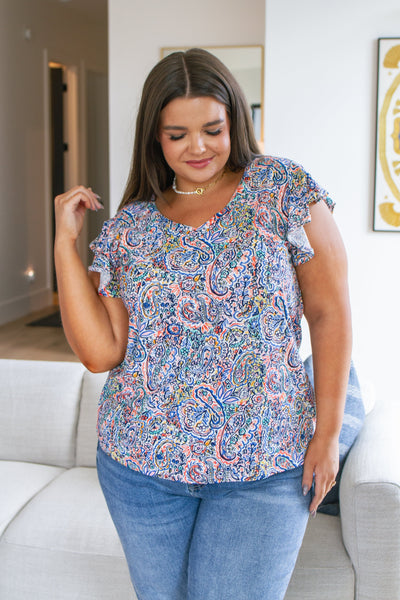 Patient in Paisley Flutter Sleeve Top Womens Southern Soul Collectives 