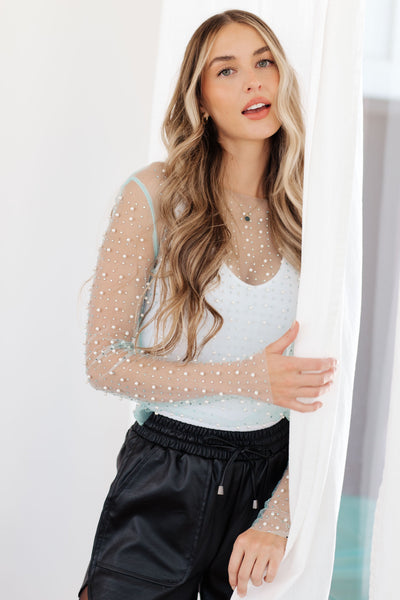 Pearl Diver Layering Top in Light Cyan - Southern Soul Collectives