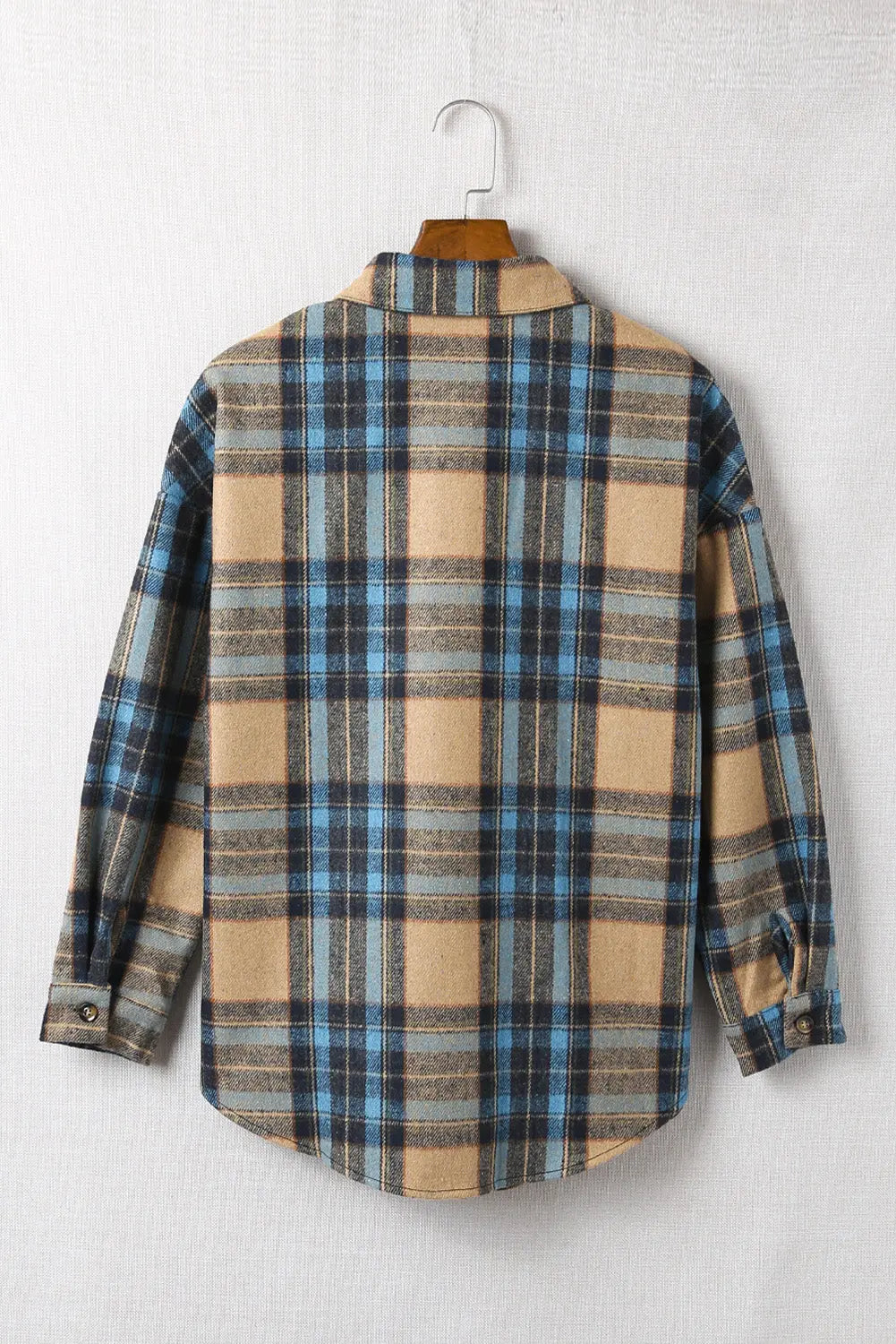Plaid Curved Hem Shirt Jacket with Breast Pockets  Southern Soul Collectives 