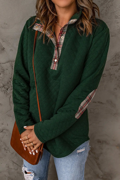 Plaid Snap Down Sweatshirt in Green Quilt  Southern Soul Collectives 