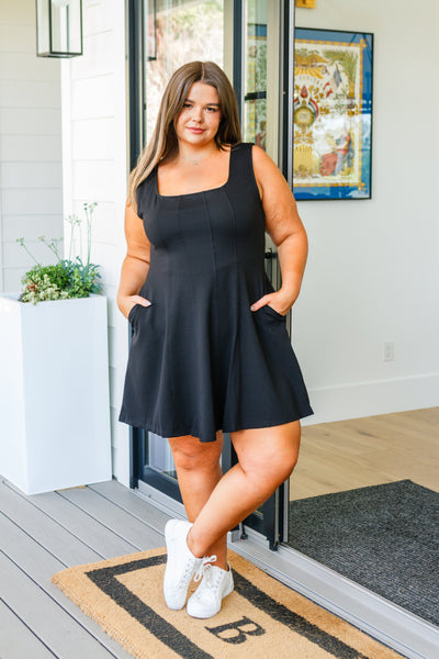 Polo Match Square Neck Skort Dress in Black Womens Southern Soul Collectives 