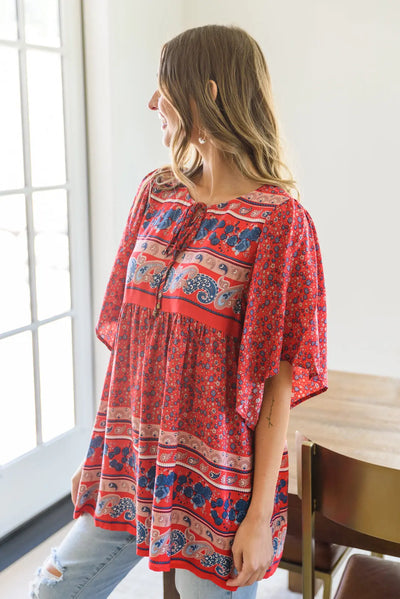 Red Easy Street BOHO Top Womens Southern Soul Collectives 