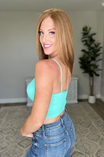 Ribbed Seamless Spaghetti Strap Crop Cami in Mint Womens Southern Soul Collectives 