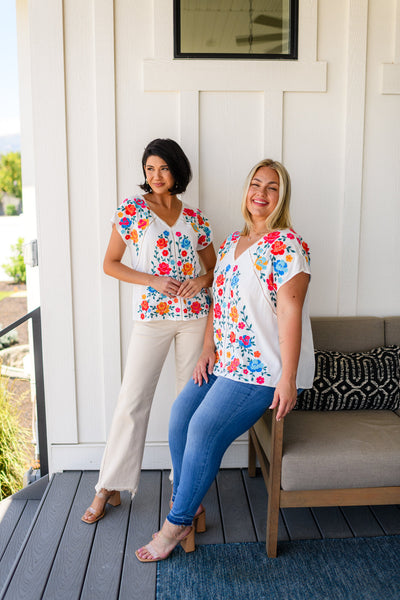 Rose Garden Embroidered Blouse - Southern Soul Collectives