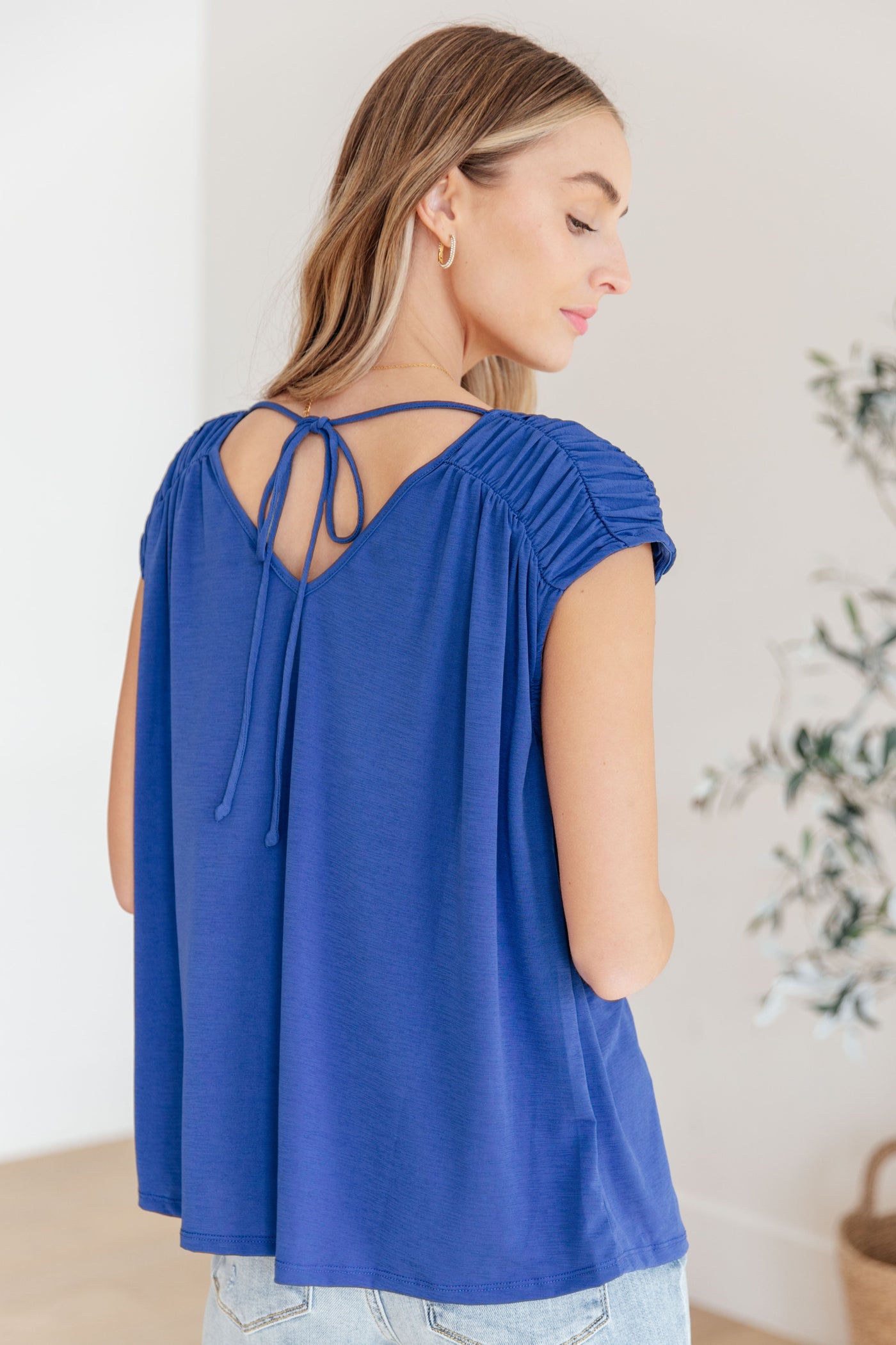 Ruched Cap Sleeve Top in Royal Blue Southern Soul Collectives