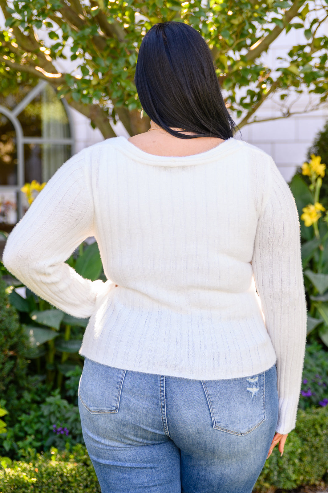 Sasha Fuzzy Twist Detail Sweater In Ivory Womens Southern Soul Collectives 