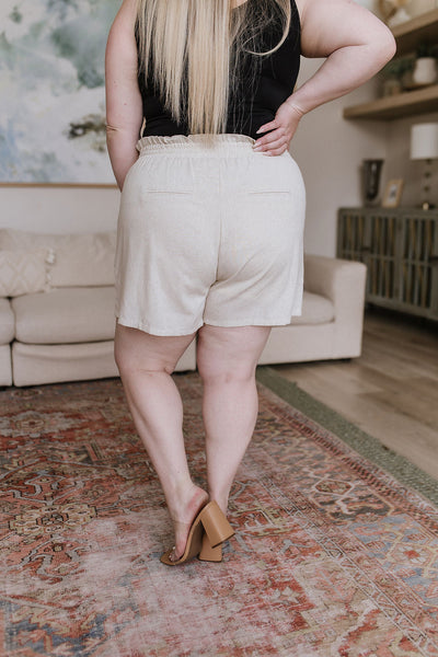 Sitting, Waiting, Wishing Linen Blend Shorts in Oatmeal Womens Southern Soul Collectives 