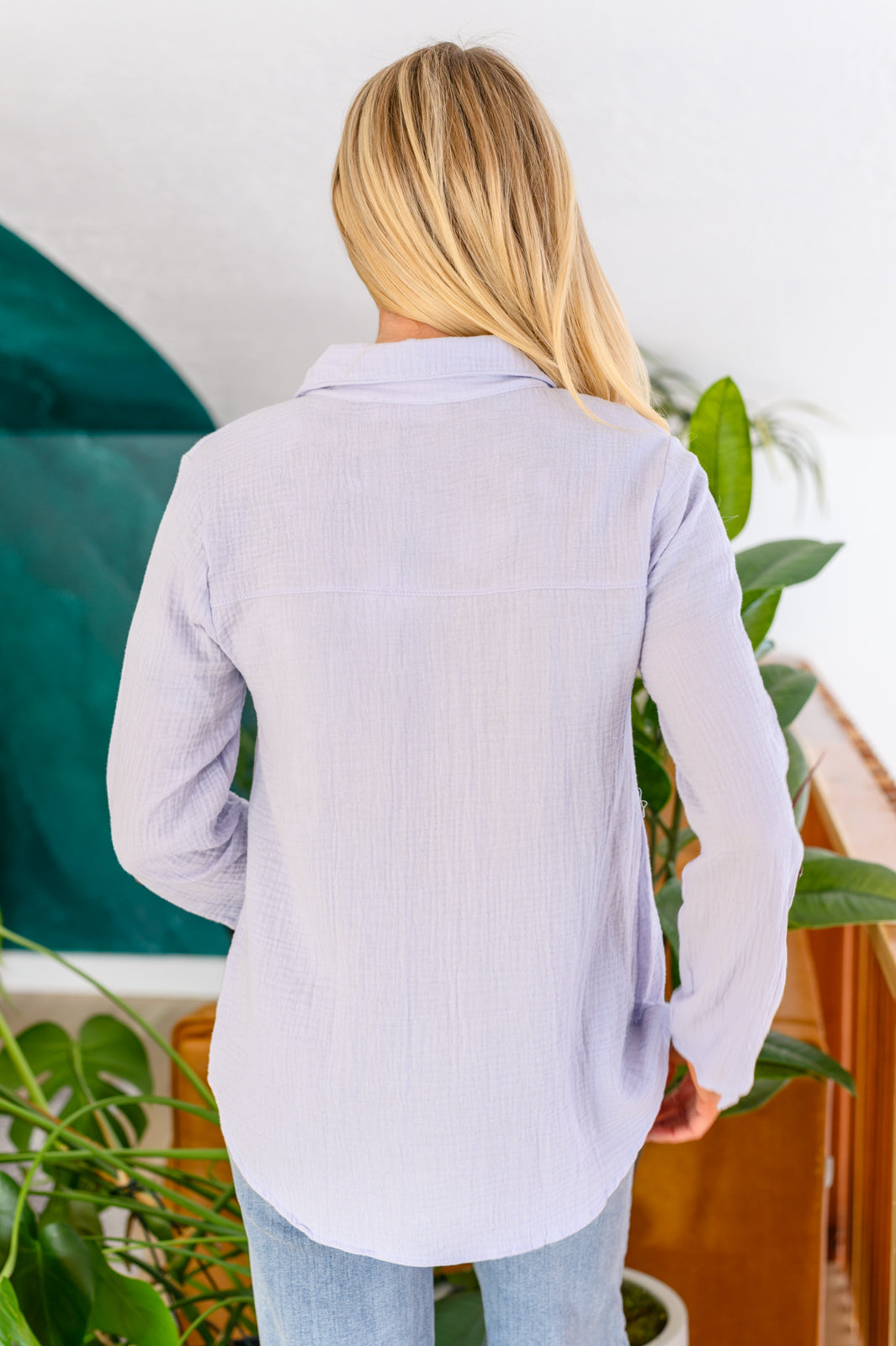 Skies The Limit Button Up in Lavender Blue Womens Southern Soul Collectives 