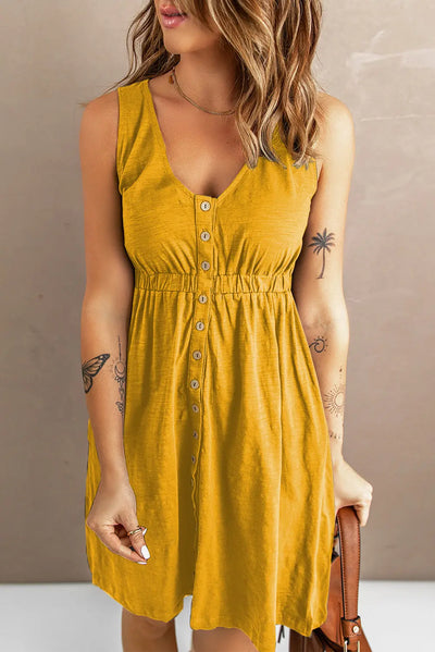 Sleeveless Button Down Mini Dress in Black, Green, Blue, Pink and Yellow  Southern Soul Collectives 