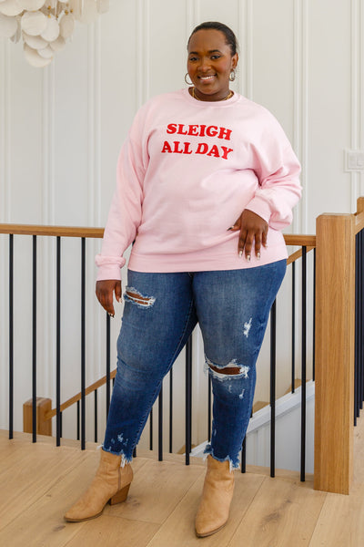Sleigh All Day Sweatshirt In Pink Womens Southern Soul Collectives 