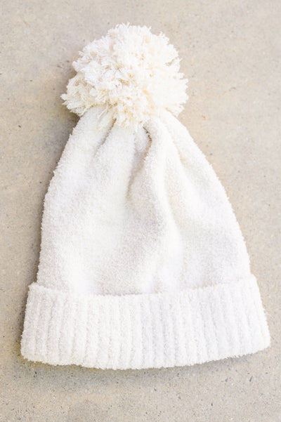 Slouchy Boucle Pom Beanie In Ivory Womens Southern Soul Collectives 