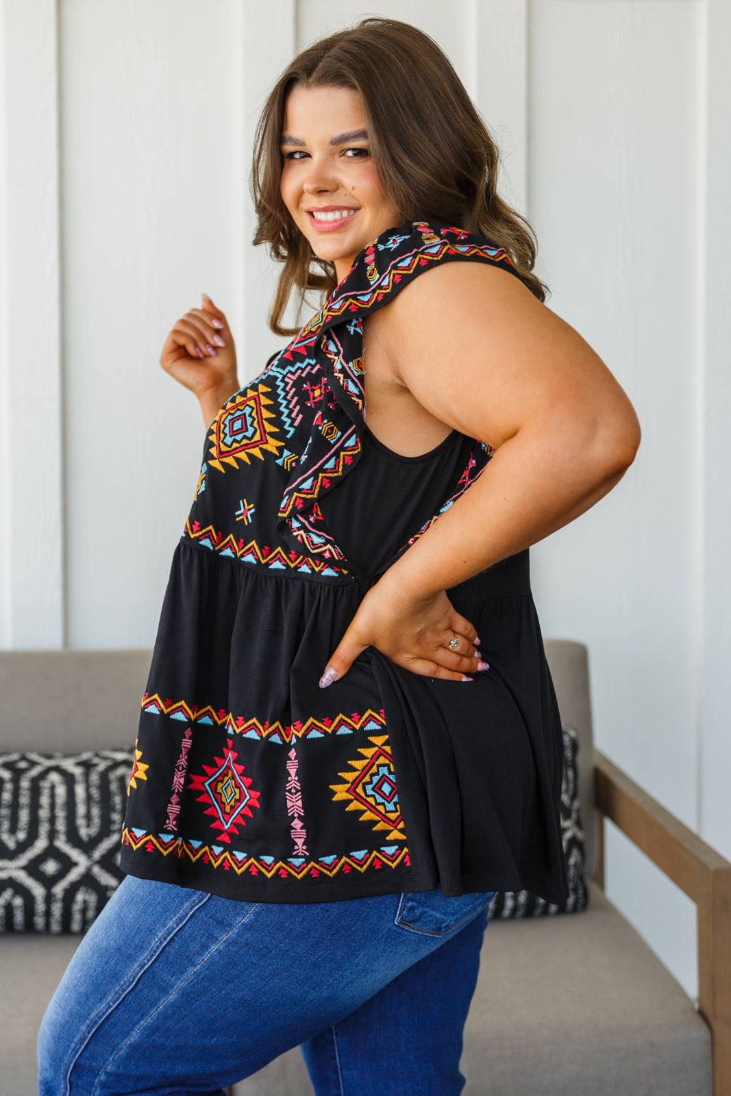 Sophia Embroidered Blouse in Black Womens Southern Soul Collectives 