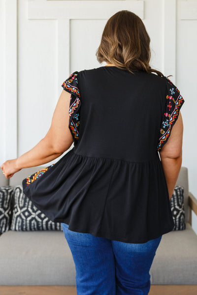 Sophia Embroidered Blouse in Black Womens Southern Soul Collectives 