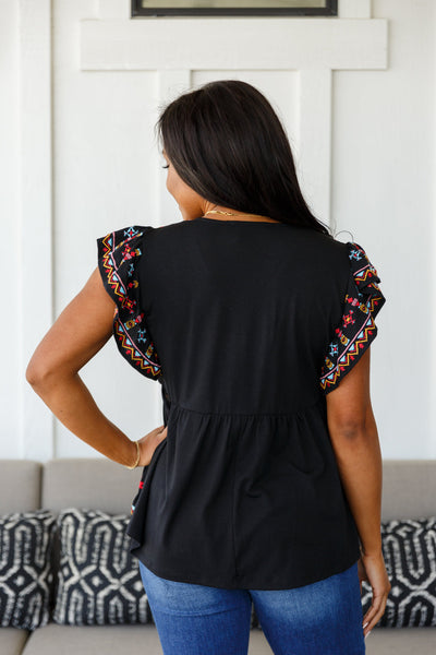 Sophia Embroidered Blouse in Black Womens Southern Soul Collectives 