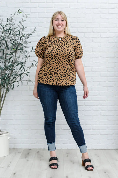 Spotted Animal Print Puff Sleeve Blouse Womens Southern Soul Collectives 