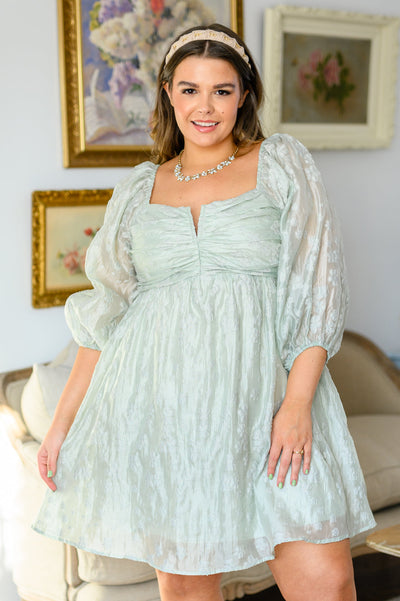 Spotting Fairies Puff Sleeve Dress in Sage Womens Southern Soul Collectives 