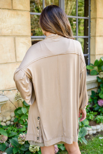 Stefanie Open Front Balloon Sleeve Cardigan In Taupe Womens Southern Soul Collectives 