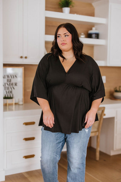 Storied Moments Draped Peplum Top in Black Womens Southern Soul Collectives 
