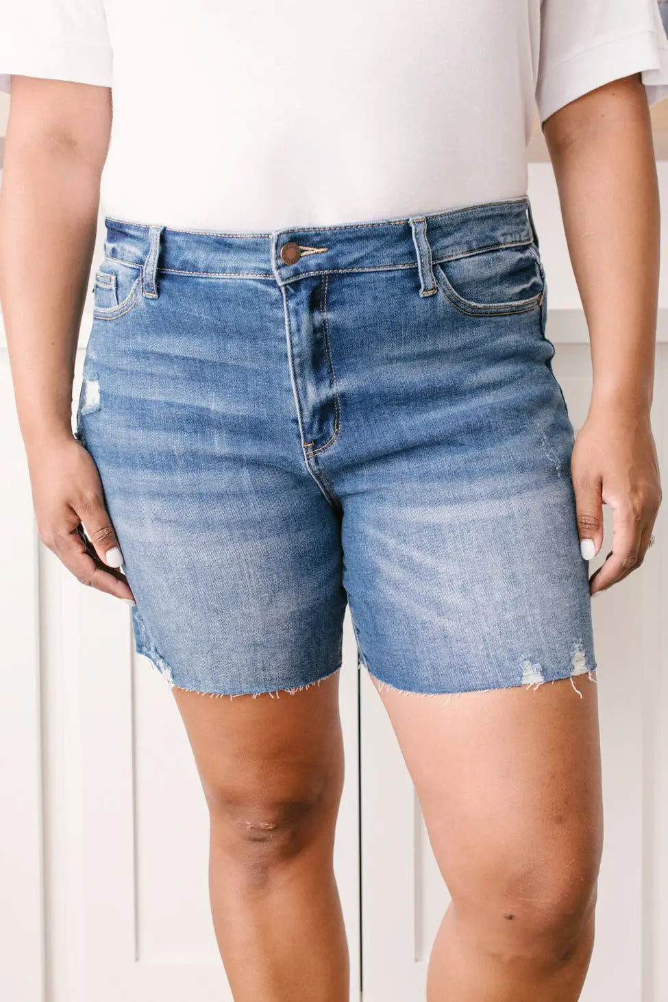 Straight Edge Dark Wash Shorts Womens Southern Soul Collectives 