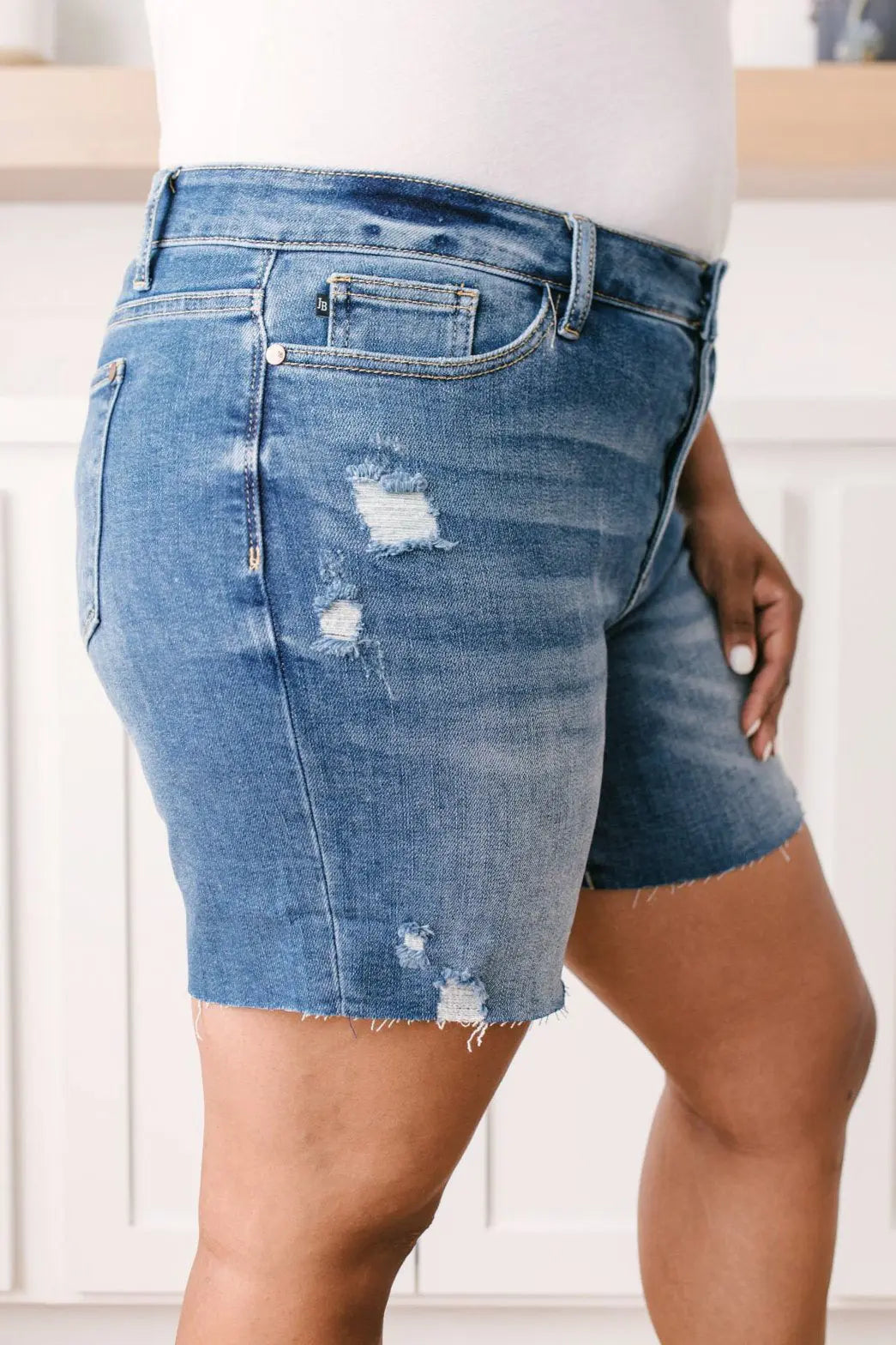Straight Edge Dark Wash Shorts Womens Southern Soul Collectives 