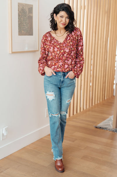 Sunday Brunch Blouse in Rust Floral - Southern Soul Collectives