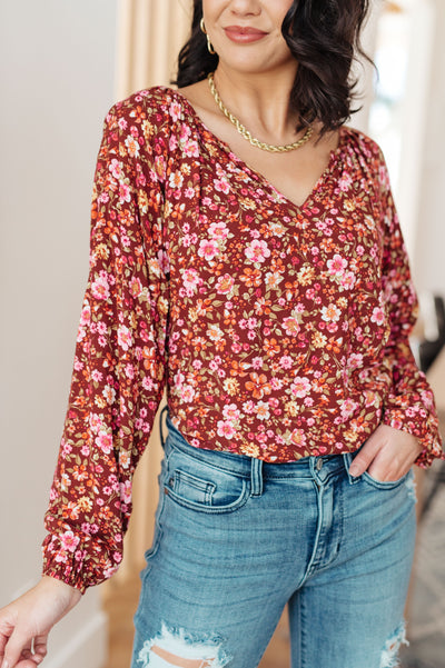 Sunday Brunch Blouse in Rust Floral - Southern Soul Collectives