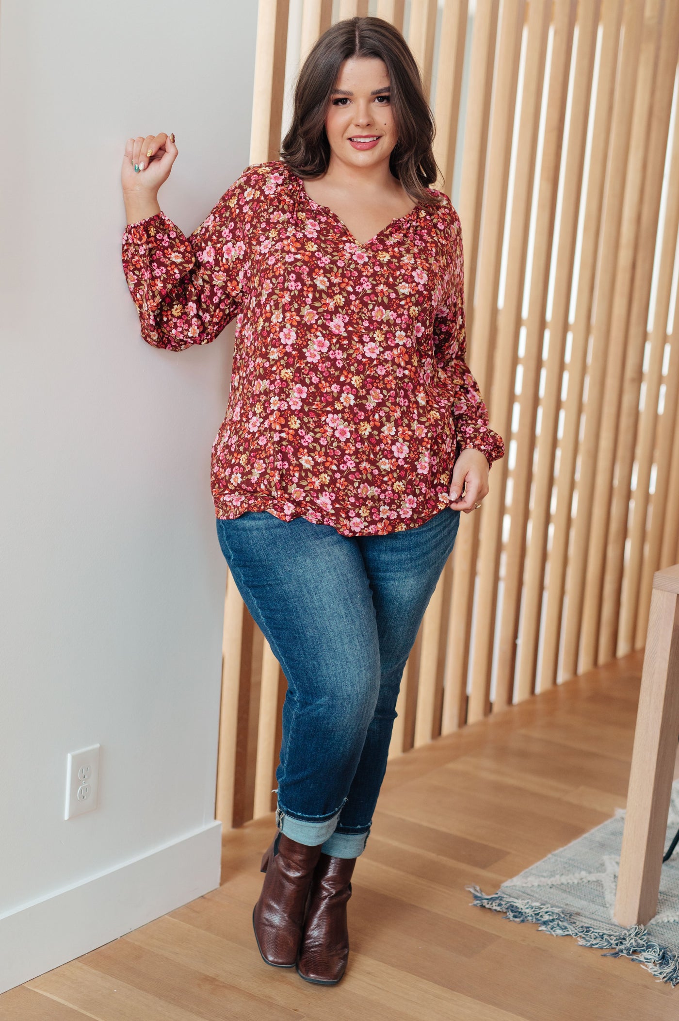 Sunday Brunch Blouse in Rust Floral - Southern Soul Collectives