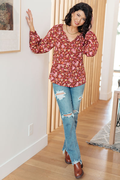 Sunday Brunch Blouse in Rust Floral - Southern Soul Collectives