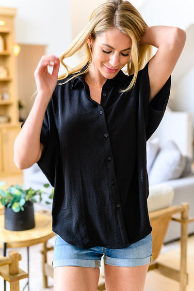 Sweet Simplicity Button Down Blouse in Black Womens Southern Soul Collectives 