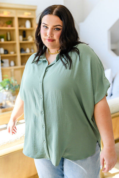 Sweet Simplicity Button Down Blouse in Sage Womens Southern Soul Collectives 
